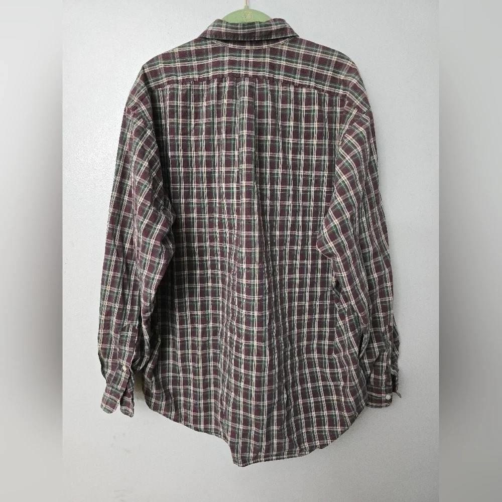 Ralph Lauren Men’s Green/Red Plaid Long Sleeve Flannel Shirt XL Cotton Vtg